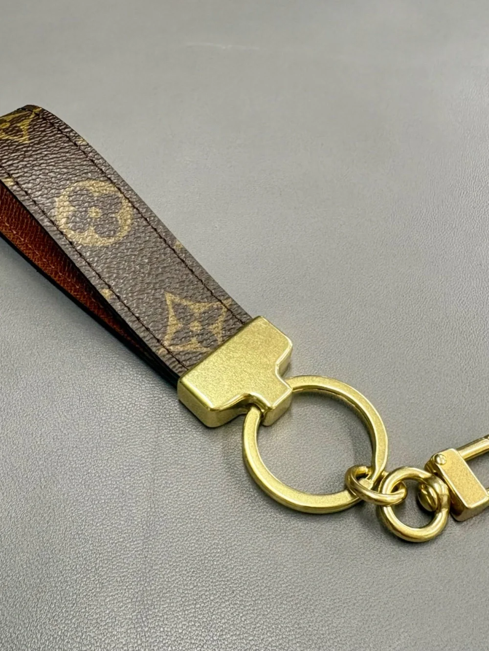 LV Canvas, Leather, Brass Keychain